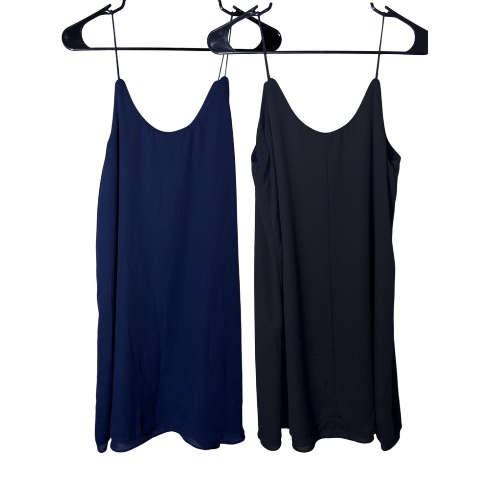 Alya Blue & Black Slip Dresses Womens S Spaghetti Strap Fully Lined Set of 2